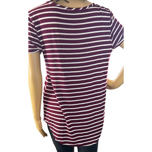 (6 for $25) Emory Park Short Sleeve Cross Strap Top in Maroon/White Size medium - Picture 4 of 6